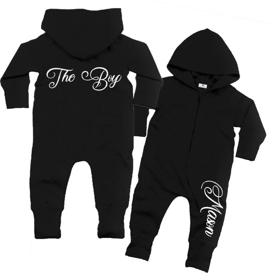 Onesie jongen - The boy - Met voornaam kind - Zwart - Maat 104/110