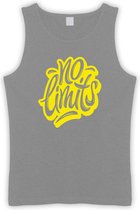 Grijze Tanktop met  " No Limits " print Geel size XXXXL