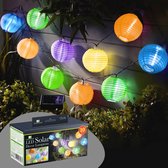 stoffen Solar LED Tuinverlichting / Sfeerverlichting voor Buiten - Multicolor - Kabellengte 3.7 Meter - Hangende Lampionnen - Op Zonne-energie- ⌀ 6cm
