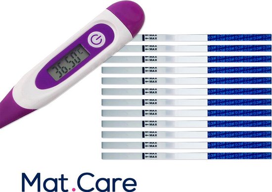 Mat Care ovulatiethermometer - BBT basal body temperature thermometer + 12 zwangerschapstest Strip