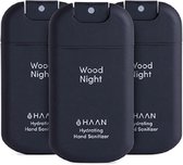 HAAN Hydrating Hand Sanitizer - Handzeep - Desinfecterend - 3-Pack Wood Night Spray 30ml - Navulbaar