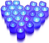 Blauw Led-kaarsen | vlamloos kaarslicht voor Halloween, kerstboom, Pasen, bruiloft en feesten | 24 stuks