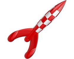 Kuifje - Raket - 90 cm - De Originele Kuifje Raket- Rood - Wit - Moulinsart - Beeldje - Verzamelobject - Certificaat