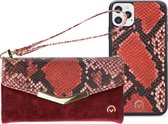 iPhone 12/12 Pro Clutch Case hoesje - Mobilize - Slangenprint Rood - Kunstleer