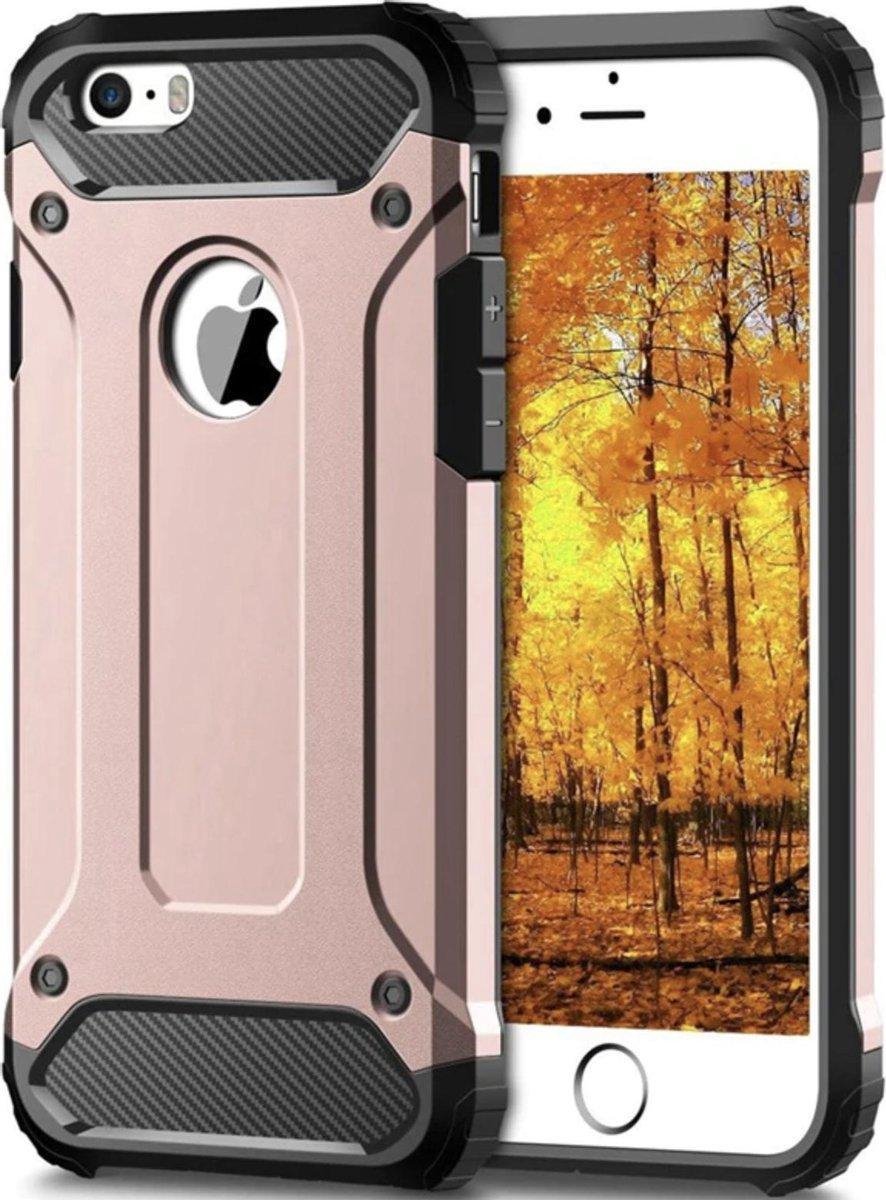 Geschikt voor Apple iPhone 6 / 6s Hoesje - Roze - Shockproof Armor Hybrid