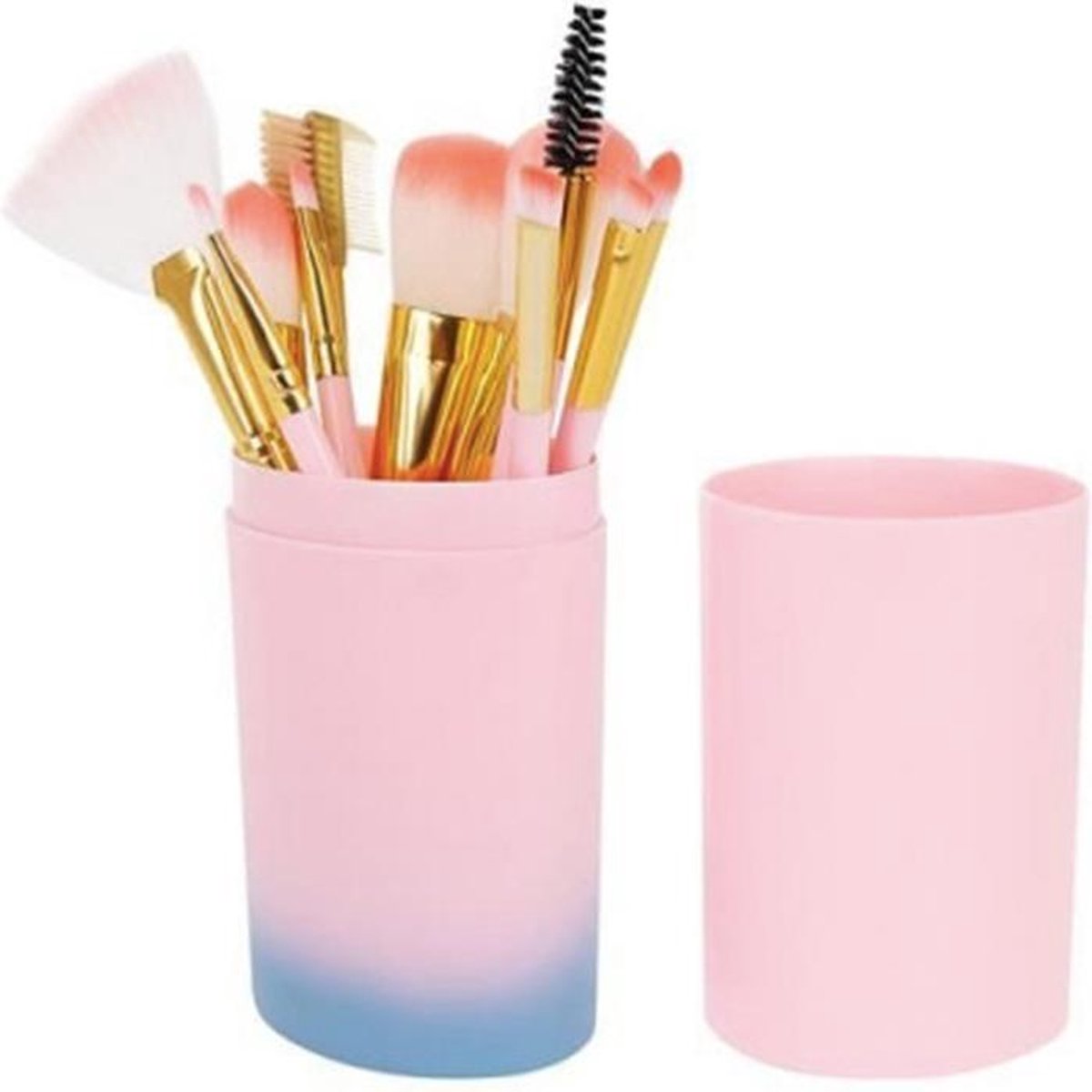RICHBANA make up kwasten set Make Up Brush Oogschaduw – Foundation Kwast Poederkwast Make Up Etui – 12 Delig