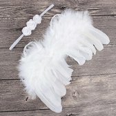 Newborn fotoshoot - witte vleugels met haarband / newborn photoshoot / baby fotoshoot / baby kleding / babycadeau / babykleding