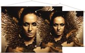 Vrouw met gouden veren,  - Foto op Textielposter - 60 x 45 cm