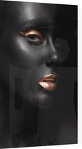 Donkere vrouw met gouden lippen - Foto op Plexiglas - 60 x 90 cm
