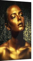 Gouden vrouw op gouden achtergrond - Foto op Plexiglas - 60 x 90 cm