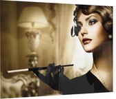 Vintage Glamour Dame - Foto op Plexiglas - 80 x 60 cm