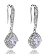 Luxury Silver Diamond Square Drop Earring
