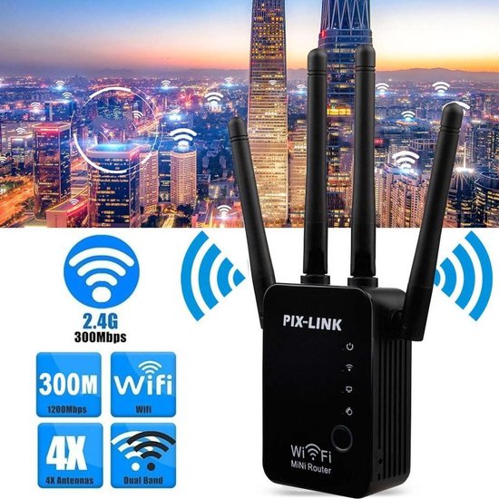 PIX-Link Wifi Versterker lv-wr16 - Repeater - 2.4 GHz - 5G - Router -  Booster -... | bol.com
