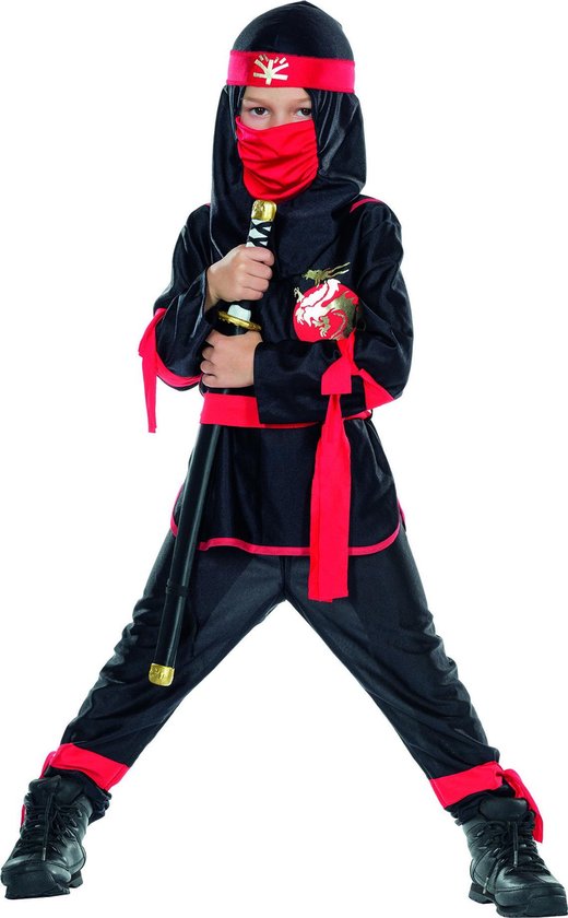 Rubie's Kostuum Ninja Junior Polyester Zwart/rood Maat 116