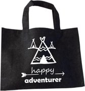 Tas Happy Adventurer - Vilten Shopper - Cadeau Vilten Tas - Avontuurlijk Op Stap -