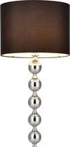 Vloerlamp - Staande lamp - Metaal & stof - Zwart & chroom kleurig - Lampenkap (HxØ) 28 x 48 cm - Afmeting (H) 155 cm