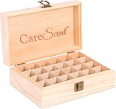CareScent Etherische Oliën Box - Houten Doos voor Essentiële Olie - Opbergdoos Aromatherapie - Flesjes Bewaren - Geschikt voor 10 ml Oliën - 24x vakjes