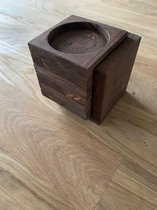 Glazen onderzetters Tendenza | set van 6 stuks in houder, steigerhout | Quattro Design