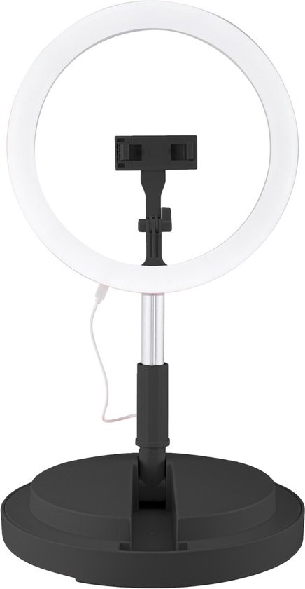Avanca Selfie Ringlamp met statief - Smartphone - Foto lamp - 29 cm - Zwart