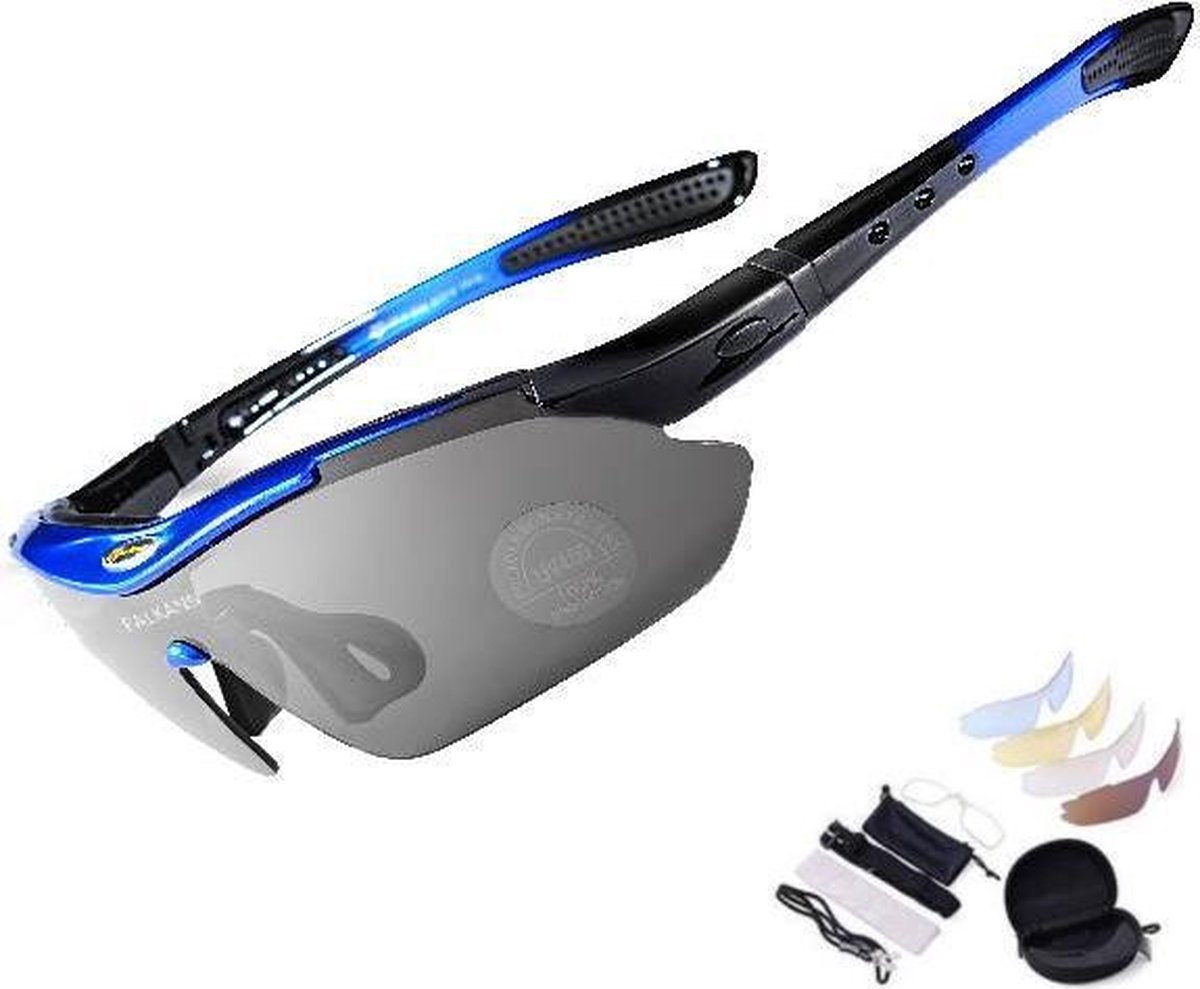 Falkann Basics Fietsbril / Sportbril Set Blauw 5 Glazen inc. Gepolariseerde