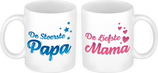 creatief Golven Ham Liefste mama en stoerste papa mok - Cadeau beker set voor Papa en Mama -  Moederdag en... | bol.com