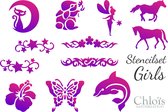 Chloïs Stencilset Girls & A4 poster - Chloïs Cosmetics - Chloïs Glitttattoo - Tattoo stencils - 45 sjablonen - Geschikt voor 60 Tattoos - Nep tattoo - Kinderen