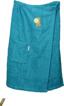 ARTG® Towelzz - Sauna Kilt - Dames - met Klittenband - Petrol Blauw - Deep Blue - ( Borstomvang tot 150 cm )