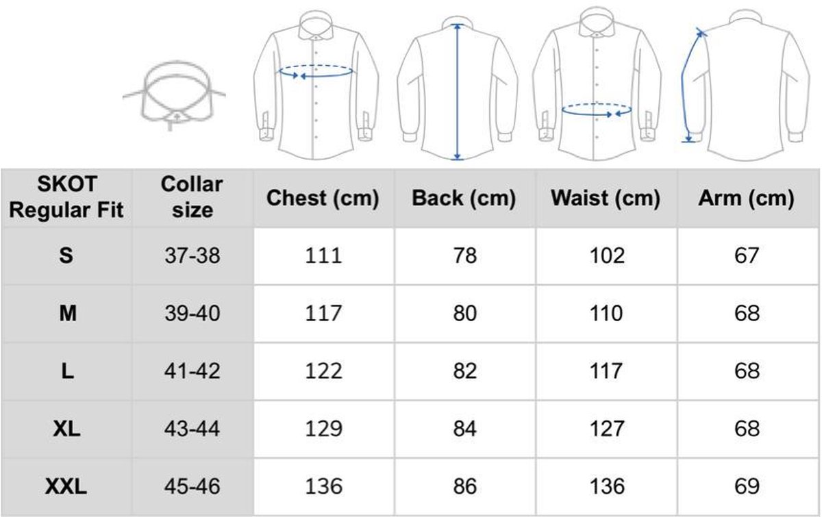 SKOT Duurzaam Overhemd Heren - Hemd Volwassenen - Circular White - Slim Fit - Wit - Maat XXL