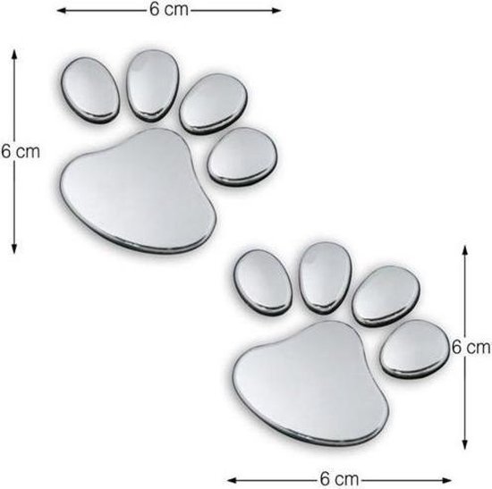 GoedeDoelen.Shop | 3D sticker Hondenpootje / Kattenpootje  (2 stuks) | Sticker voor Auto, Laptop , Muur, Koelkast | Hond | Kat | Poes | Paws | Adopt Don't Shop | Weerbestendig