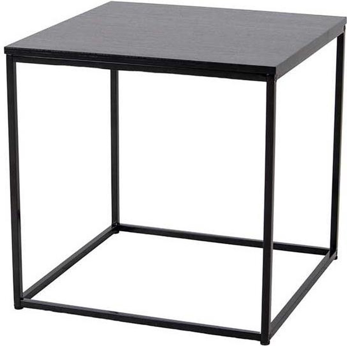 Artichok Karen Houten Bijzettafel Zwart - Vierkant - Kleine Salontafel - Metaal met Hout - Tafeltje - Industrieel - 45 x 45 x 45 cm