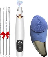 Blackhead Remover - Gezichtsreiniger - Inclusief Gezicht Borstel en comedonenlepel - Mee eters Verwijderen - Poriënreiniger - 3 Opzetstukken - Wit/Paars