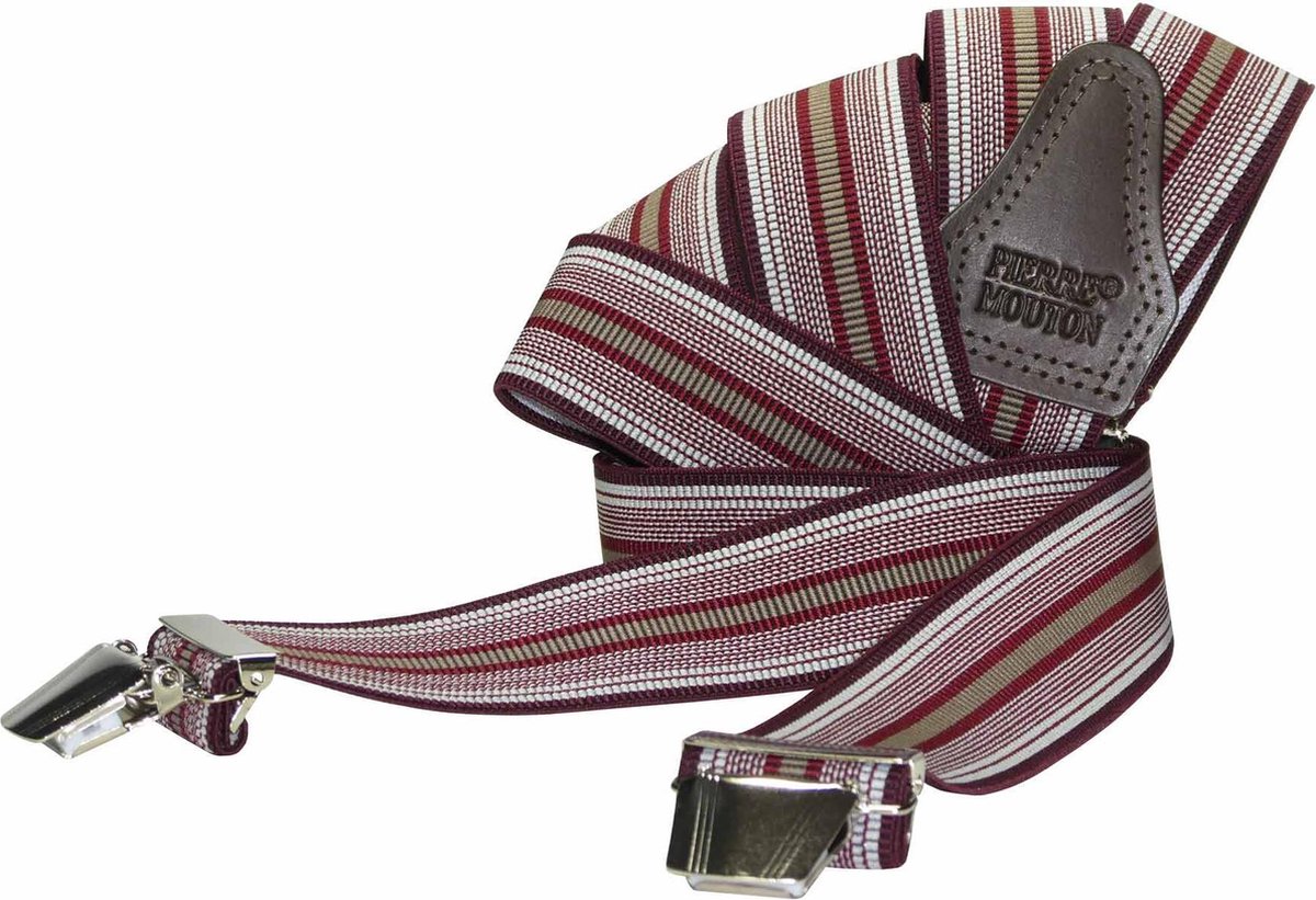 Pierre Mouton - Bretel - Macon - Volwassenen - Heren - Rood - 140cm - 3 brede clips - XL - XXL