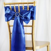 2x bruiloft satijnen stoel decoratie strik blauw