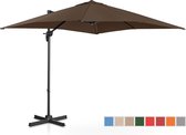 Uniprodo Zweefparasol - bruin - vierkant - 250 x 250 cm - draaibaar