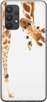 Leuke Telefoonhoesjes - Hoesje geschikt voor Samsung Galaxy A32 4G - Giraffe - Soft case - TPU - Tekst - Grijs