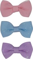 Jessidress® Haarclips Meisjes Haarclip met Chique Haarstrikjes - Paars/Blauw/Roze