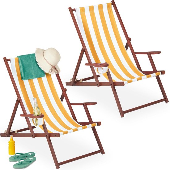 van Inconsistent diep Relaxdays strandstoel met armleuningen - set van 2 - opvouwbare ligstoel  -... | bol.com