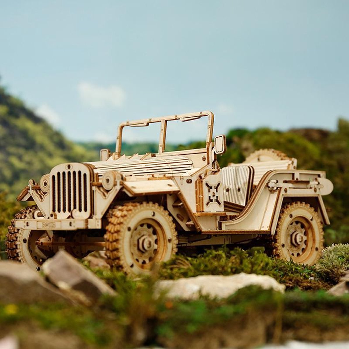 Robotime Modelbouwpakket Army Jeep 18,9 Cm Hout 369-delig — afbeelding 11