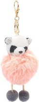 Sleutelhanger Fluffy Panda - 12x6 cm - Roze