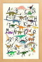 JUNIQE - Poster met houten lijst Dino Alphabet -13x18 /Kleurrijk