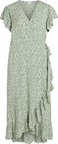 VILA VINIKA S/S WRAP MIDI DRESS Cameo Green Dames Jurk - Maat 38