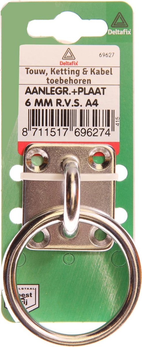 Aanlegring plaat 5mm rvs Deltafix