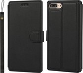 Effen textuur horizontale flip PU lederen tas met houder & kaartsleuven & fotolijst & portemonnee & riem voor iPhone 7 Plus/8 Plus (zwart)