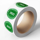 Keuringssticker met jaartal 2022 op rol, groen 15 mm - 1000 per rol