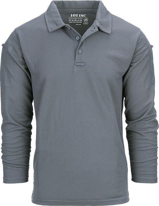 101 INC - Tactical polo Quick Dry long sleeve (kleur: Wolf Grey / maat: XXXL)