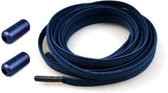 Agletless® Marineblauwe Elastische veters zonder strikken - Plat - Bespaar tijd & geld - one-size-fits-all