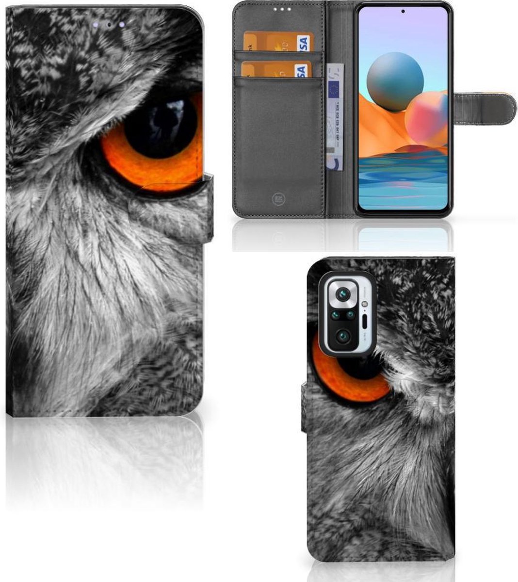 Xiaomi Redmi Note 10 Pro Telefoonhoesje met Pasjes Uil