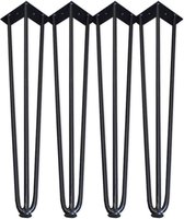 Steigerhoutpassie Hairpin poten zwart 72cm - Set van 4