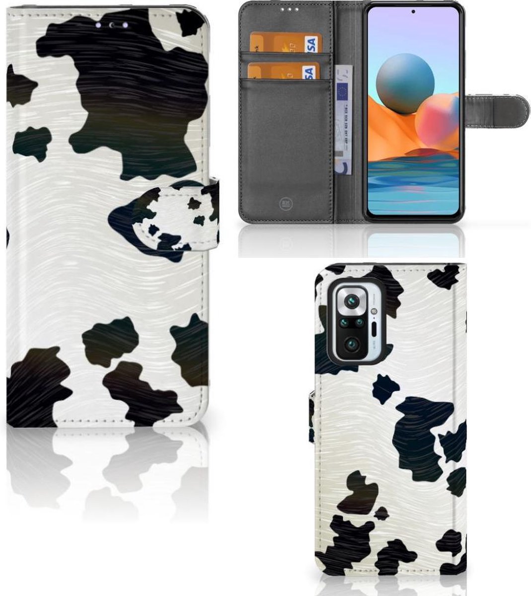 Xiaomi Redmi Note 10 Pro Telefoonhoesje met Pasjes Koeienvlekken