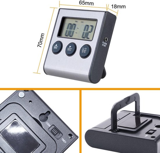 Vleesthermometer - Digitaal - Oventhermometer - Inclusief wekker functie - BBQ thermometer - Kernthermometer - Temperatuurmeter
